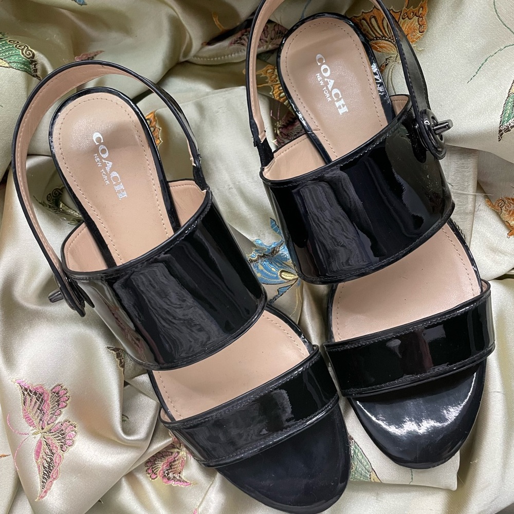 Coach Marla Patent Sandals Size 9.5 Black